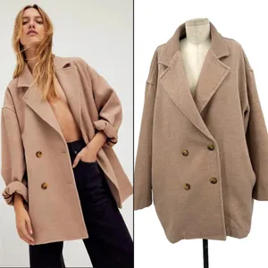 Free People Hannah Super Soft Slouchy Blazer Tan Size Large‎ thumbnail 2