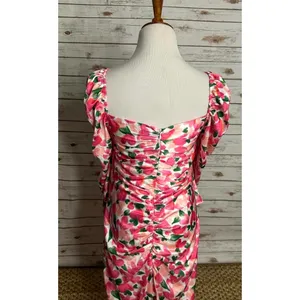 MOTF pink/multicolored heart floral sweetheart neckline maxi dress Size Large thumbnail 7