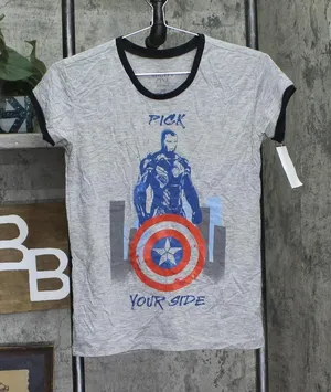 NWT Mighty Fine Juniors Marvel The Avengers Graphic T-Shirt Tee Gray M thumbnail 1
