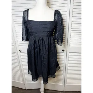Abercrombie & Fitch Emerson Babydoll Ruched Angel Sleeve Mini Dress Black Size M thumbnail 2