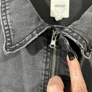 Aerie Denim Jumpsuit in Charcoal Gray Utility Size Large thumbnail 6