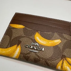 coach Slim Id Card Case In Signature Canvas With Banana Print cr842 thumbnail 2