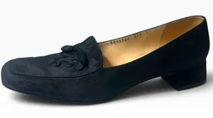 8.5 vintage Salvatore Ferragamo black suede loafer pump tassel women's shoe thumbnail 1