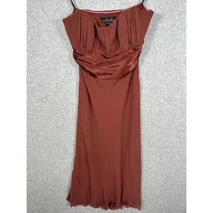 NWT Vintage 90s Y2K Nicole Miller Womens Dress Size 8 Silk Brown Prom‎ Cocktail thumbnail 3