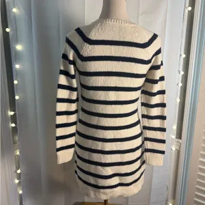 Abercrombie & Fitch Blue and White Crew Neck Sweater Dress Small thumbnail 3
