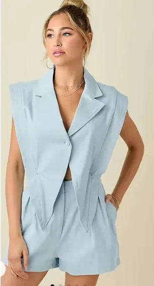 Blue Tailored Romper Size M thumbnail 1