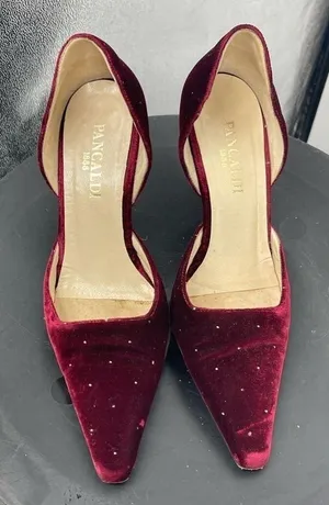 Pancaldi 1888 burgundy‎ velvet pumps size 5 1/2 thumbnail 1