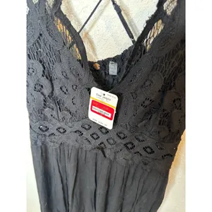 Free People FP One Adella Maxi Dress‎ Black Crochet Lace Boho F19M08106 Womens S thumbnail 2