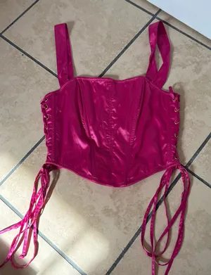 Urban Outfitters Corset Top Pink thumbnail 1