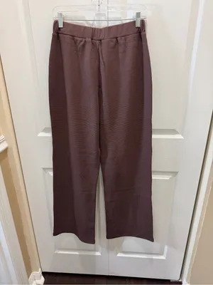 Comfrt Waffle Knit Wide-Leg Lounge Pants - Cocoa Large thumbnail 7