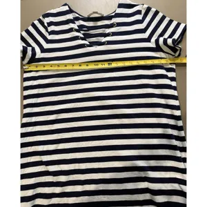 MICHAEL KORS Nautical Women’s 1X Blue & White Striped Dress Short Sleeve V Neck thumbnail 5