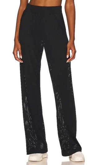 ALO Yoga All Star Wide Leg Mesh Sheer Athleisure Pants in Black RARE Sz. Small thumbnail 1