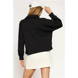 ✨NWT Umgee Collared Neck Long Sleeve Top with Raw Hem Detail thumbnail 2