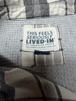 American Eagle Outfitters Black and White Plaid Button-Down Shirt thumbnail 6