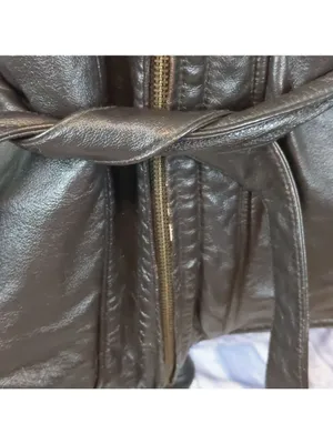 WILSONS leather vintage coat with belt size large thumbnail 2