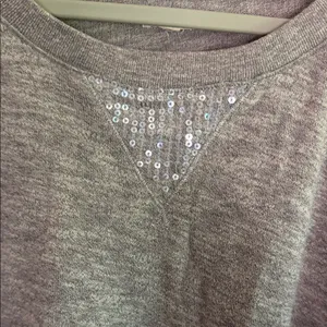 Aerie ALO Yoga Gray Sequin Accent Sweatshirt thumbnail 4