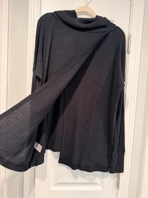 We The Free Free People Size S Black Oversized Cowl Neck Split Back Sweater thumbnail 7