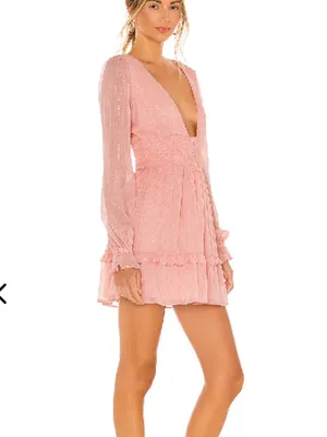 Lovers + Friends Arline Pink Metallic Mini Dress‎ Sz S thumbnail 4