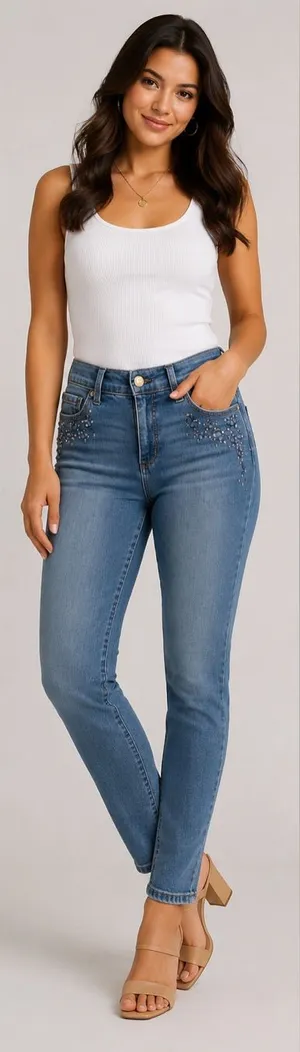 Vintage America Blues Rhinestone Embellished Skinny Jeans Women’s Size 8 Medium thumbnail 1