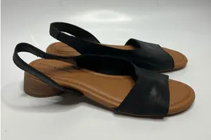 Lucky Brand Rimma Sandals Women 7.5 Black Excellent Leather Slingback Block Heel thumbnail 1
