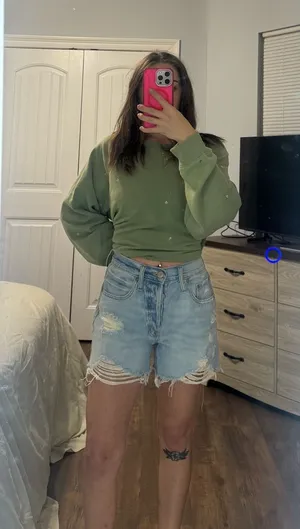 Aeropostale 90s High Rise Cut-Off Distressed Denim shorts thumbnail 1