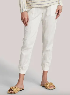 Faherty Size S Small Arlie Day Pant Joggers White Linen Blend thumbnail 1