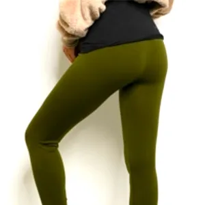 F&F Soft Fleece Winter Warm High Band Dark Olive Tapered Ankle Length Leggings thumbnail 3