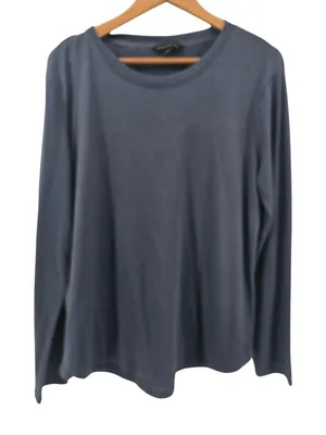 Banana Republic Long Sleeve Tee Women XL Blue Crew‎ Neck Basic Soft Knit Top thumbnail 1