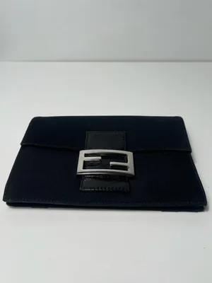 Fendi FF Logo Black Canvas Zucca Baguette Shoulder Flap Crossbody Bag Clutch thumbnail 6