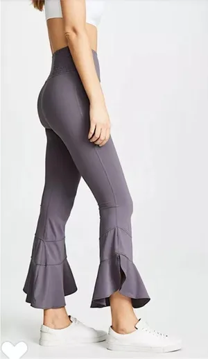 Free People Movement Starlight Pant Legging Stretch Ruffle Crop Hem Small SP thumbnail 4