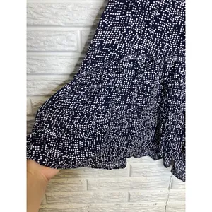 Anthropologie Mini Dress Womens M Navy Polka Dot Excellent‎ V-Neck Tiered Ruffle thumbnail 4