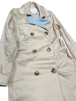 Anthropologie wms beige blue fall winter trench coat/jacket sz XS SKU 10-700 thumbnail 6