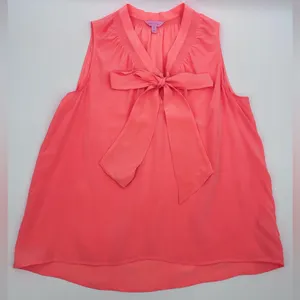 Lily Pulitzer Coral Sleeveless Bow Tie Blouse 100% silk thumbnail 2