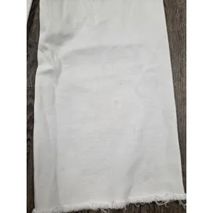 Zara Marine Straight High Waist Jean Raw Edge Size 2 Bone Light Gray thumbnail 4