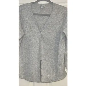 Vintage Columbia Women's Gray Ribbed Knit Cardigan Sweater Size L Button Down thumbnail 2