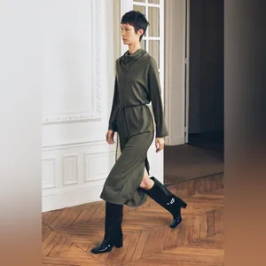 Zara Olive Green Midi Dress‎ minimalist women's size XL NWOT thumbnail 2