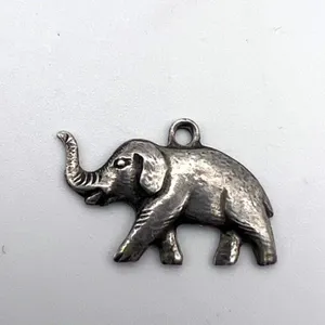 Vintage Women's Elephant Sterling Silver Trunk Up‎ Silver Tone Necklace Pendant thumbnail 3
