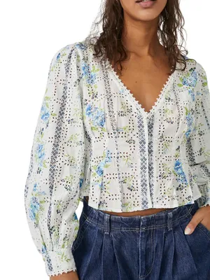 Free People Blossom Floral Eyelet Blouse thumbnail 9
