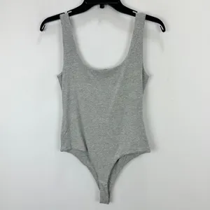 NEW Naked Wardrobe Tank Bodysuit Stretch Jersey Viscose Gray Scoopneck Large thumbnail 7