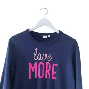 Gap Navy Blue With Pink Lettering Graphic Sweater Long Sleeves Cotton Casual Wom thumbnail 4