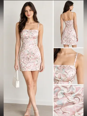 Sunday Best Shimmering Pink and Cream Dress thumbnail 2