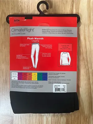 NWT ClimateRight by Cuddl Duds Black Thermal Base Layer Leggings Small thumbnail 2