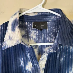 Line & Dot Women's Long Sleeve Maxi Dress Tie dye Small‎ Blue White thumbnail 3
