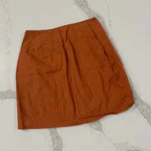 Free People Linen Blend Button Side Mini Skirt Womens XS Burnt Orange ZipperBack thumbnail 5