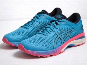 Asics Gel Kayano 25 Womens Running Shoes Blue‎ Pink Size 7.5 thumbnail 1