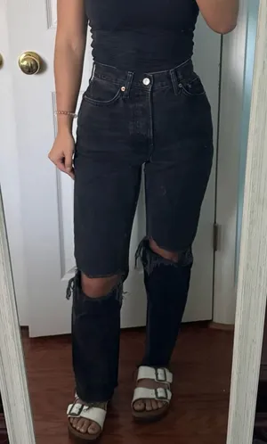 Topshop ankle straight black jeans W24 / L28 thumbnail 1