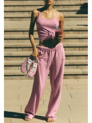 Alo Accolade Straight Leg Sweatpants Candy Heart Pink High-Rise Waist Joggers S thumbnail 5
