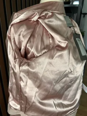Vero Moda women’s light pink jacket velvet bomber jacket full zip size small NE thumbnail 5