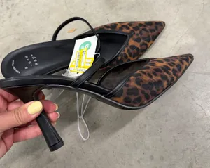 A New Day Leopard Mesh Pointed Toe Mule Heels Memory Foam Black Brown 9.5‎ thumbnail 1