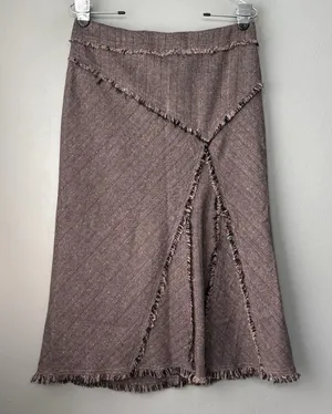 Urban Woman TEX Tweed Skirt Fits Size 6 Purple Fringe Wool Academia Career Y2K thumbnail 1